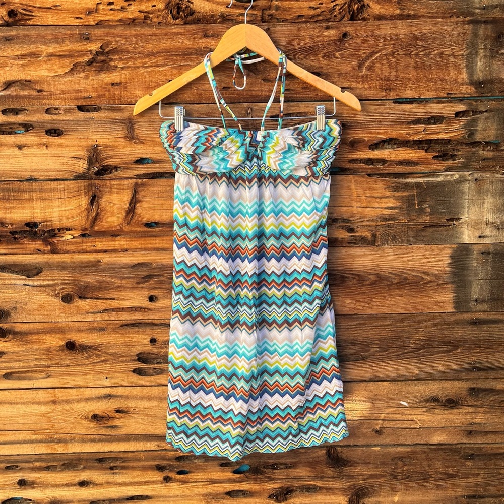 TRINA TURK | Colorful Chevron Halter Sundress 0